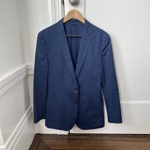 J Crew Ludlow Larusmiani Tessuti Blazer M 38R Blue Cotton Sport Coat 2 button